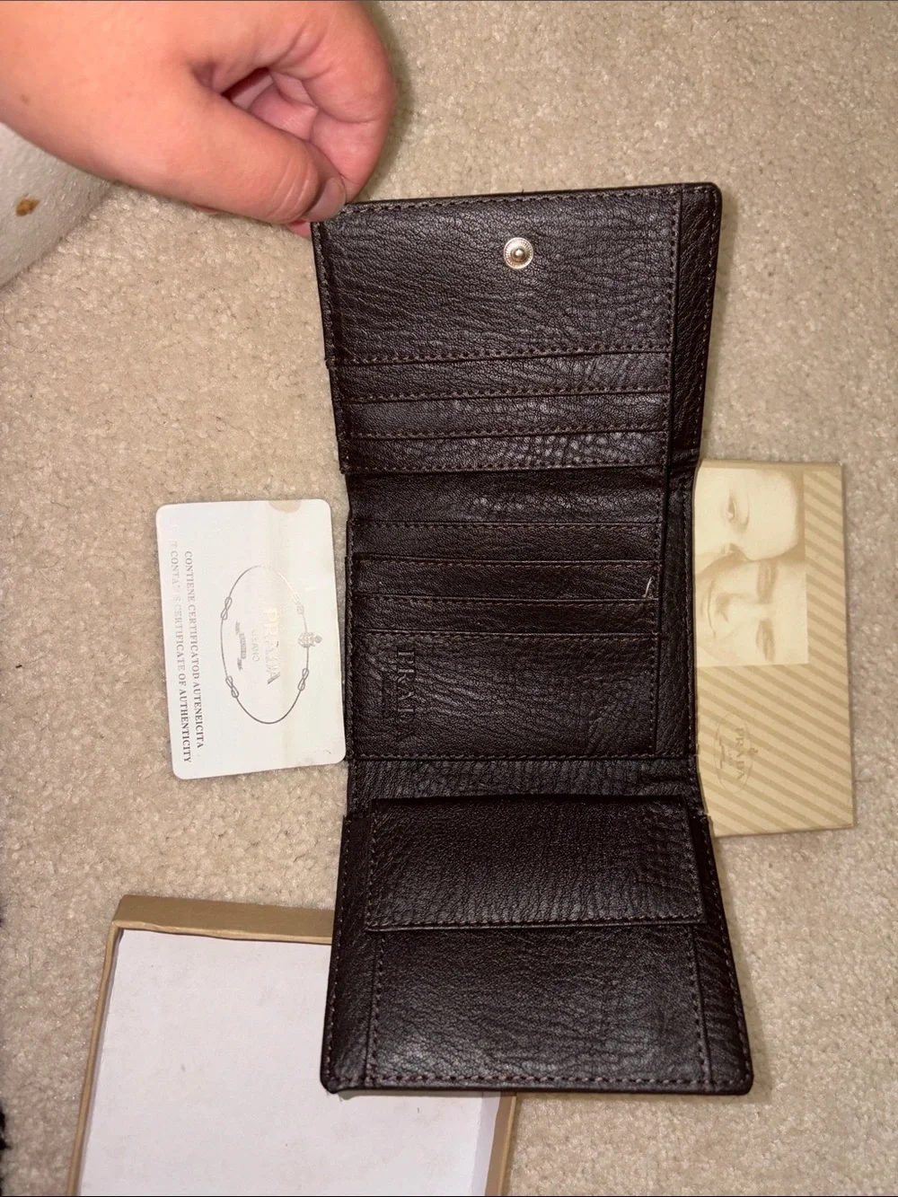Prada Brown Canvas and Leather Wallet